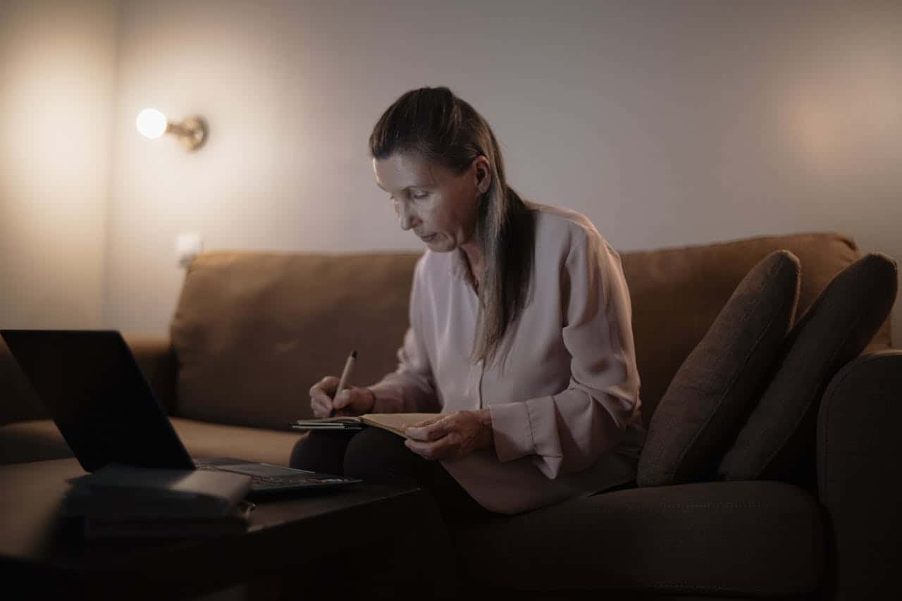 mature woman studying